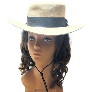 NWT American Hat Makers Size S 55cm Blondies Felt Boaters Hat in CannesTaupe